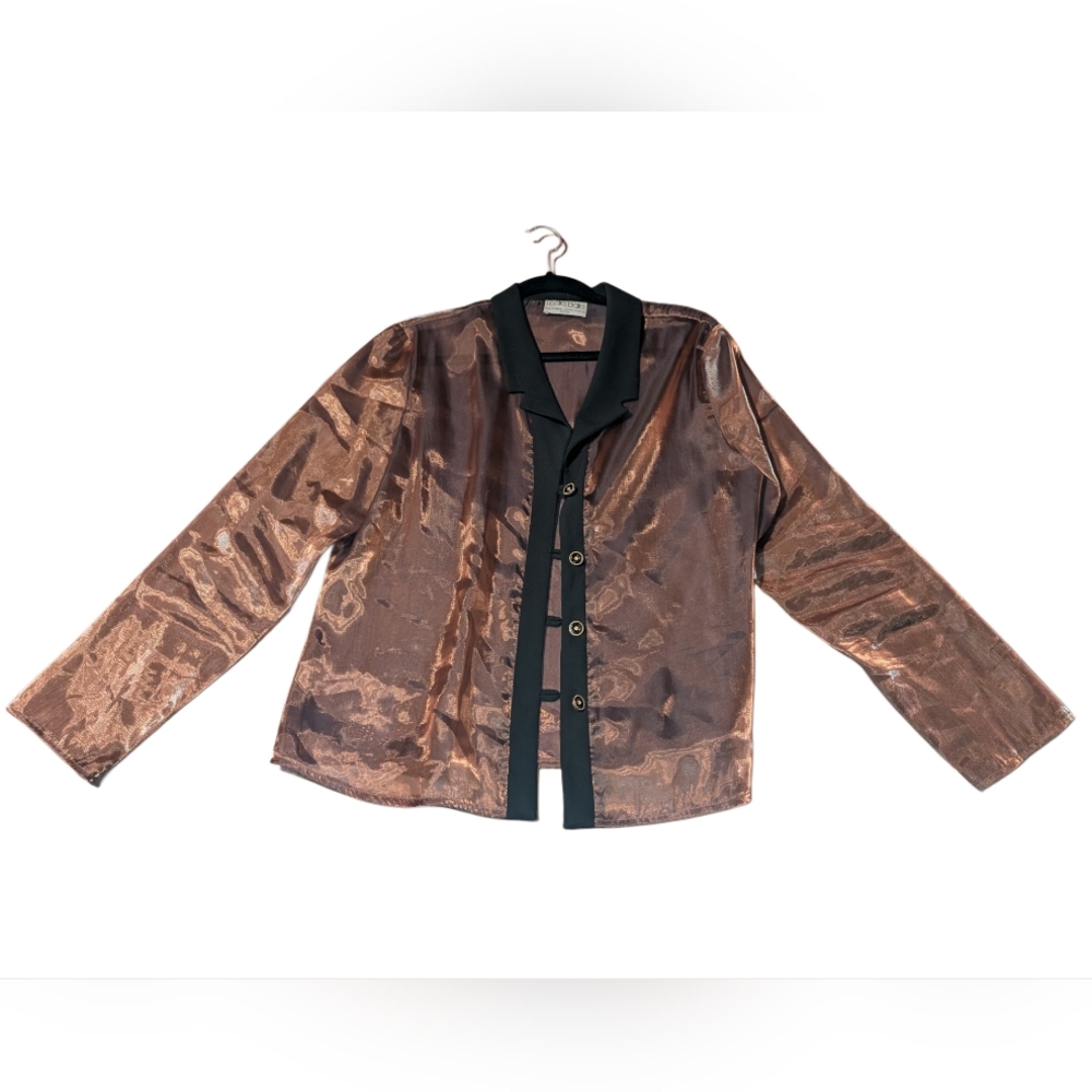 VTG Leslie Belle Bronze and Black Blouse